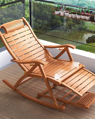 Bamboo Rocking Chair Foldable Recliner Sun Loungers Living and Home 