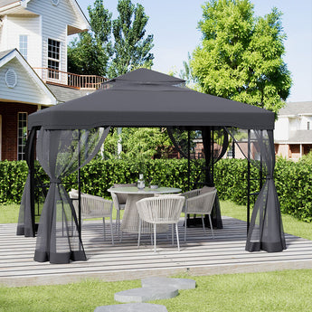 6x3M Waterproof Retractable Iron Pergola Canopy Tent and Mesh Screens