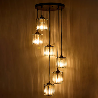 6-Light Crystal Ceiling Pendant Light Fixture