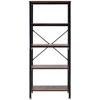 5-Tier Metal-Framed Ladder Bookshelf Open Storage Unit