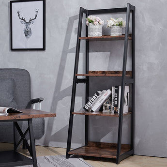 5-Tier Metal-Framed Open Shelf Ladder Bookcase