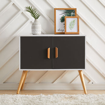 Elegant 2-Door TV Stand Cabinet with Wooden Handles