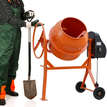 120 L Orange Durable and Versatile Cement Mixer with Wheels