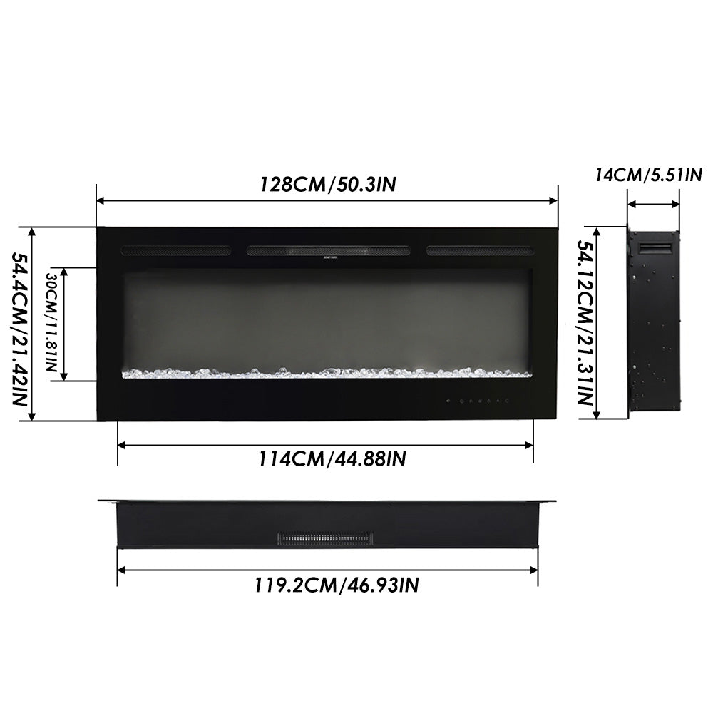 52 60 Inch Best Modern LED Electric Fireplace Heater Inserts Tempered Glass & Remote