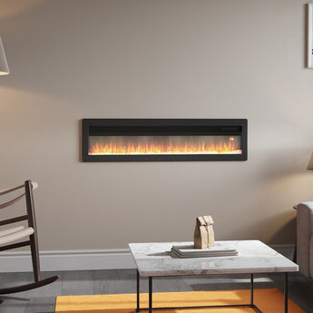 50 Inch Best Modern LED Electric Fireplace Heater Inserts with Tempered Glass & Remote and Adjustable Flames