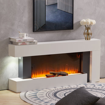 C-Framed Freestanding Electric Fireplace with Adjustable Flame Brightness