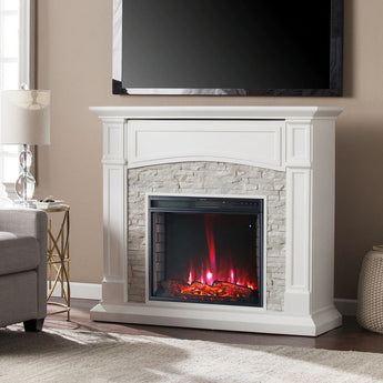 24 Inch Modern Wall Mounted Electric Fireplace with Dual Heating Options