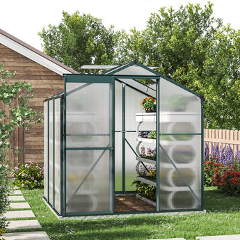 6' x 6' ft Green Framed Greenhouse with  Adjustable Vent