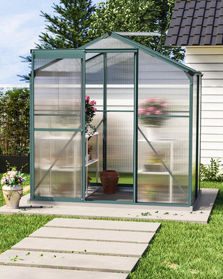 4' x 6' ft Garden Hobby Greenhouse Green Framed with Vent Garden Storages & Greenhouses Living and Home Without Base W 190 x L 130 x H 183.3 cm 