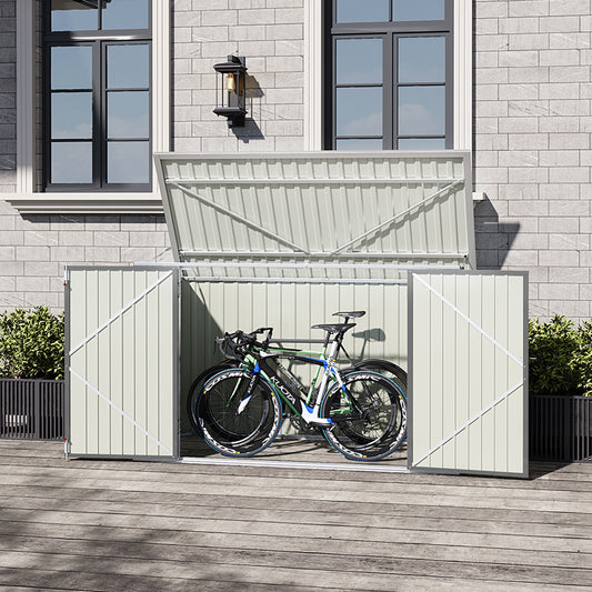 210CM Wide Waterproof Weather-resistant Stainless Steel Lockable Garden Motorbike Shed Motorcycle Storage Shed