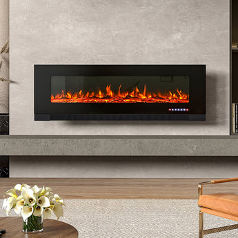 50/60/72 Inch Wall Mounted Electric Fireplace with Colour and Brightness Setting