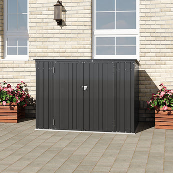 190CM Wide Steel Lockable Garden Bike Shed Bicycle Storage Shed with Hinged Lid