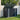 Outdoor metal bike storage shed with sloped roof and dark-gray double doors, lock latch