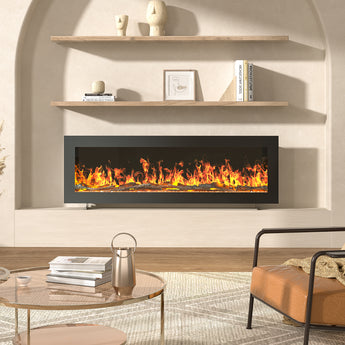 Wall Mount Freestanding Electric Fireplace with 9 Flame Colors