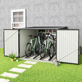 195CM W Waterproof Weather-resistant Steel Lockable Garden Motorbike Shed Bicycle Storage Shed