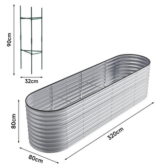 80CM Height Silver Galvanized Steel Raised Garden Bed