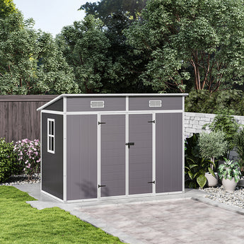 237cm W Outdoor Waterproof Plastic Garden Storage Shed, Light Grey