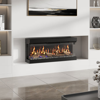 50 Inch 3-Sided Modern Smart Electric Fireplace