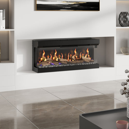 50 Inch 3-Sided Modern Smart Electric Fireplace