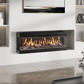 60inch 3-Sided Smart Electric Fireplace with Remote Control