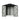 Anthracite metal storage shed with open double doors showing interior shelves and frame