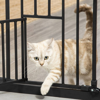 Pet Safety Gate Stair Pressure Fit with Lockable Cat Flap Pet Gates Living and Home 