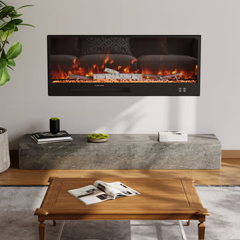 Recessed Electric Fireplace with Remote Control & Adjustable Flame Brightness