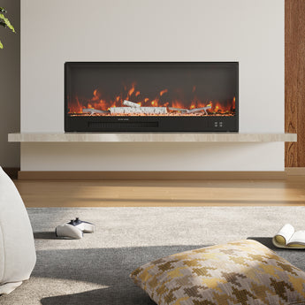 Recessed Electric Fireplace with Remote Control & Adjustable Flame Brightness