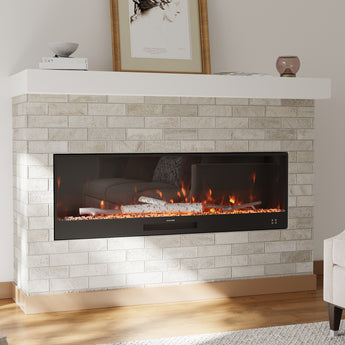 Modern Recessed LED Electric Fireplace with Remote Control