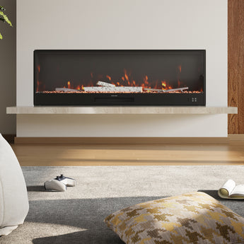 Modern Recessed LED Electric Fireplace with Remote Control