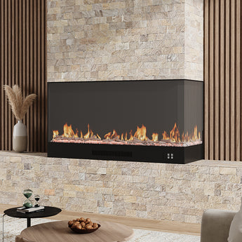 Modern Recessed Electric Fireplace with Remote & 12 Flame Colours