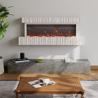 Wall Mounted Electric Fireplace with Adjustable Flame Brightness