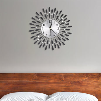 3D Silent European Drop Shape Metal Wall Clock with Crystal