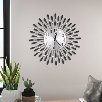 3D Silent European Drop Shape Metal Wall Clock with Crystal