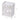 White 3-shelf bedside table with decorative cutout panels and open lower shelves