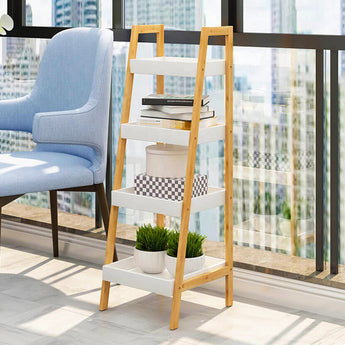 Wooden 4-Tier Ladder Shelf Storage Organizer