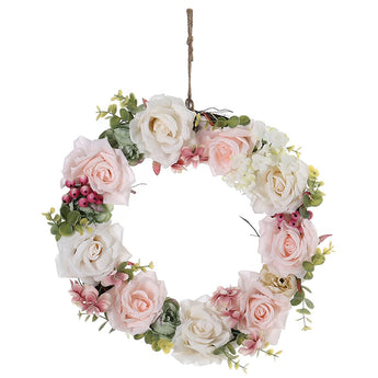 30cm Vintage Artificial Rose Wreath Hanging Floral Decoration Festival Supplies Living and Home 