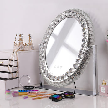 Large Round Hollywood LED Oval Makeup Mirror with Luxury Crystal