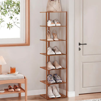 7 Tiers Natural Bamboo Shoe Rack Organizer Shelf Entryway Hallway