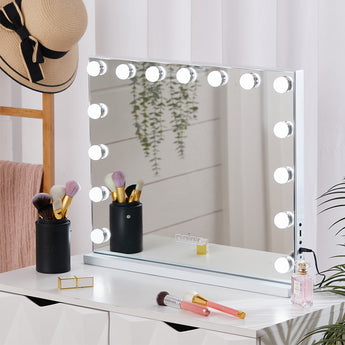 Hollywood Vanity Mirror with 15 Lights in White with Touch Control