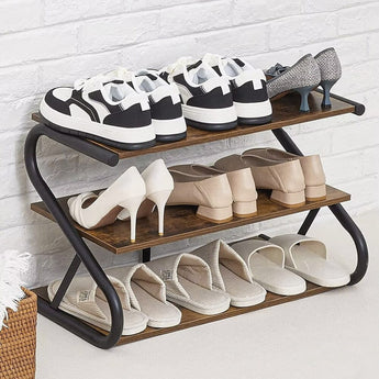 Rustic S-frame Shoe Rack 3-Tier Shelf Living and Home 