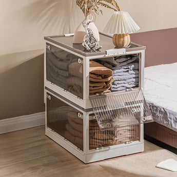 Transparent Folding Storage Box Clothing Organizer with Wheels