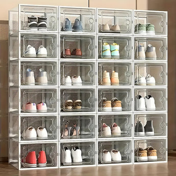 12 Pack White Plastic Shoe Rack Storage Organizer Cabinet Boxes