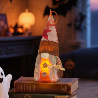 LED Thanksgiving Harvest Maple Gnome Plush Doll