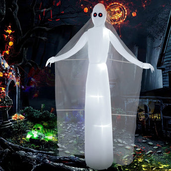 240cm Halloween Inflatable White Ghost Bribe with Red Eyes