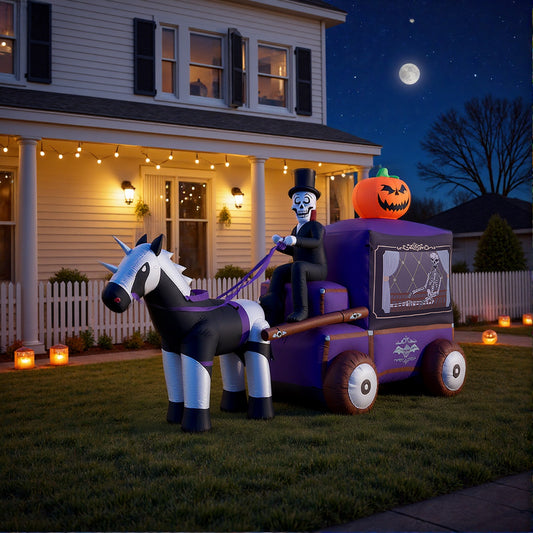 6ft Halloween Grim Reaper Carriage Inflatable with Build-In LED