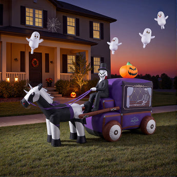 6ft Halloween Grim Reaper Carriage Inflatable with Build-In LED