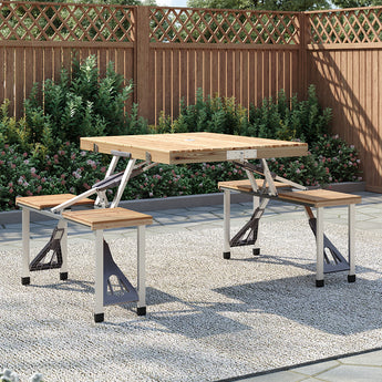 Outdoor Convenient Folding Wooden Table Benches Set