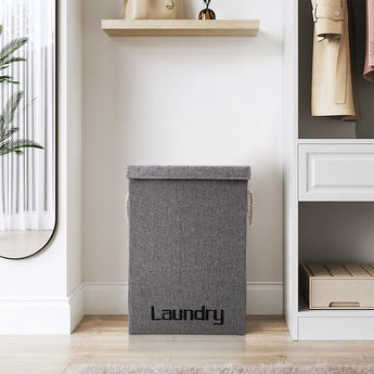 Grey Foldable Linen Laundry Baskets with Lid