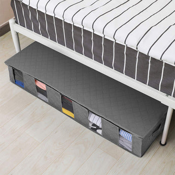 Non-woven Fabric Underbed Storage Bags with Handles and Zipper Grey